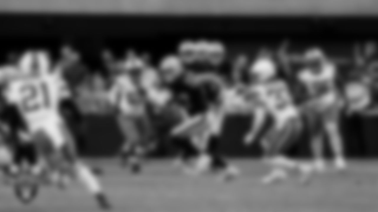 Las Vegas Raiders tight end Michael Mayer (87) during the regular season home game against the Cleveland Browns at Allegiant Stadium.