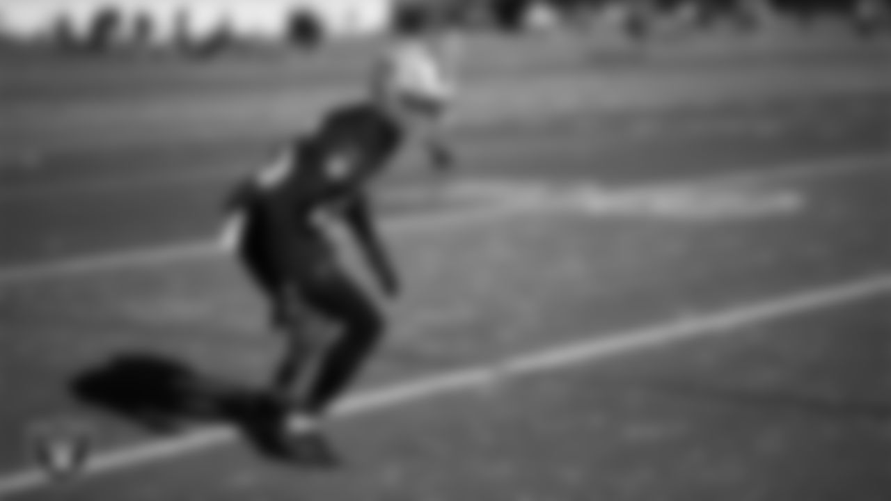 Las Vegas Raiders cornerback Decamerion Richardson (25) during practice at Intermountain Health Performance Center.