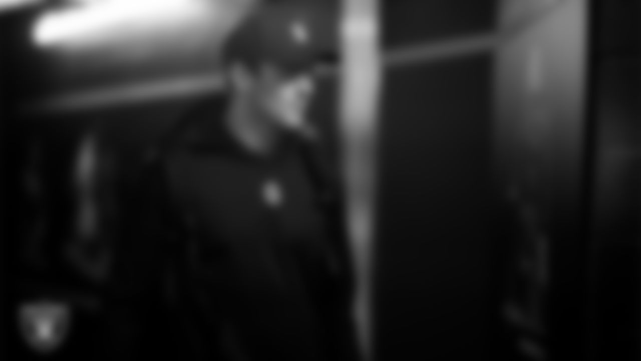 Las Vegas Raiders tight end Brock Bowers (89) arrives to the regular season home game against the Denver Broncos at Allegiant Stadium.