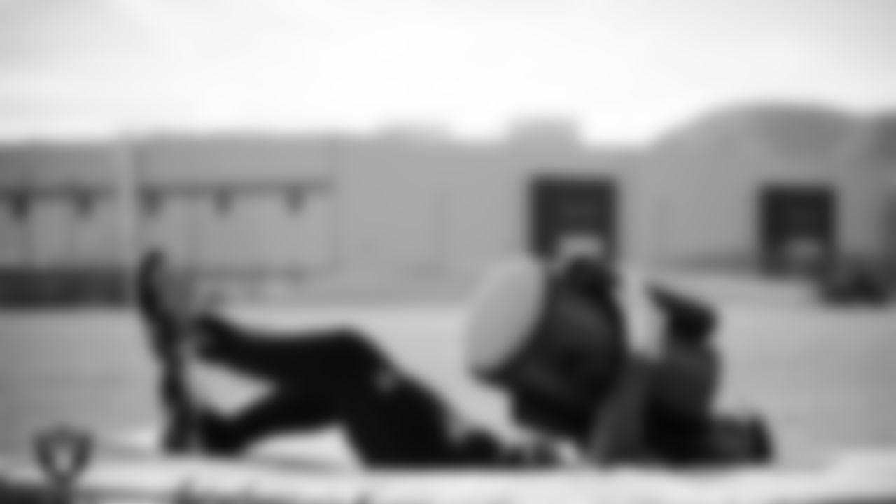 Las Vegas Raiders linebacker Jon Rhattigan (59) during practice at Intermountain Health Performance Center.