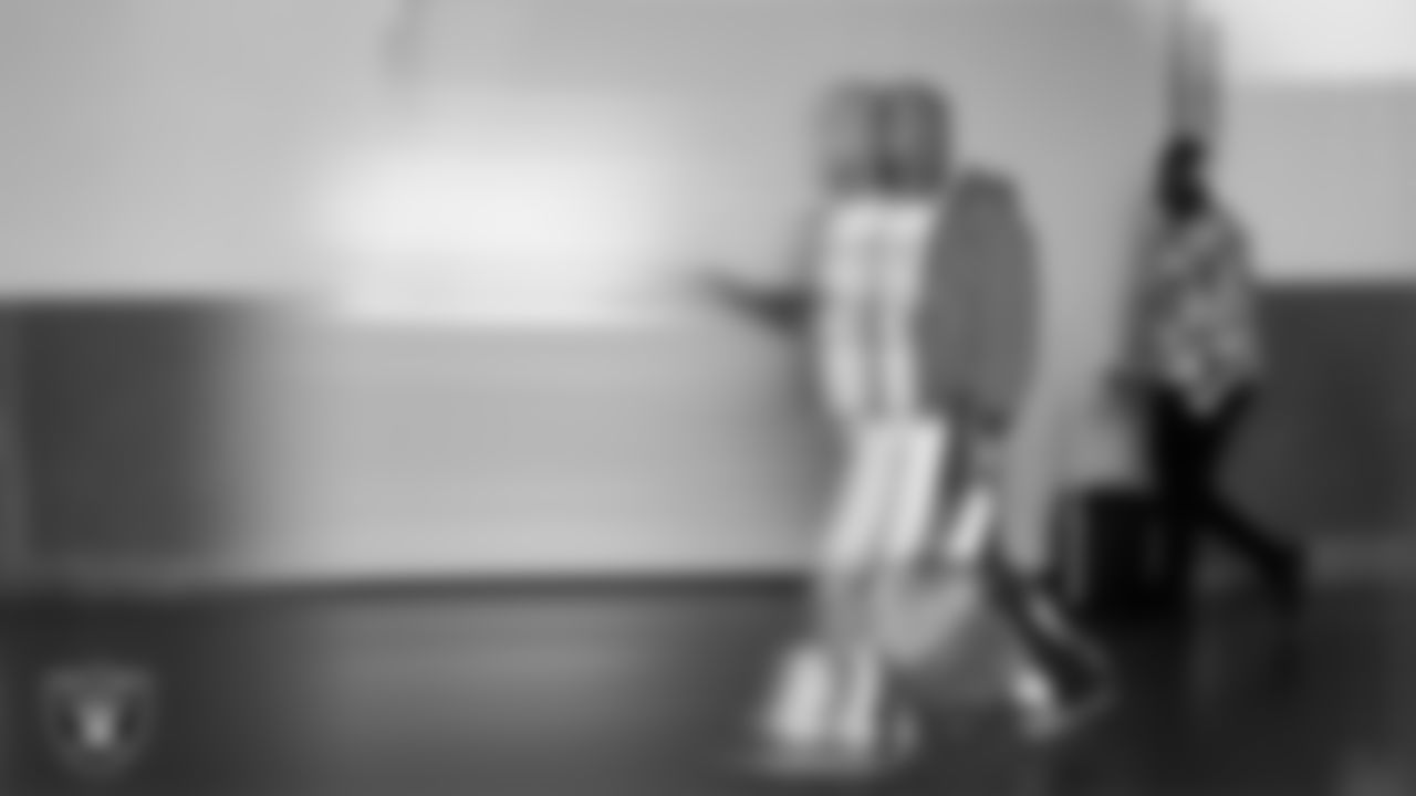 Las Vegas Raiders cornerback Eric Stokes (22) arrives to the regular season away game against the Los Angeles Chargers at SoFi Stadium.