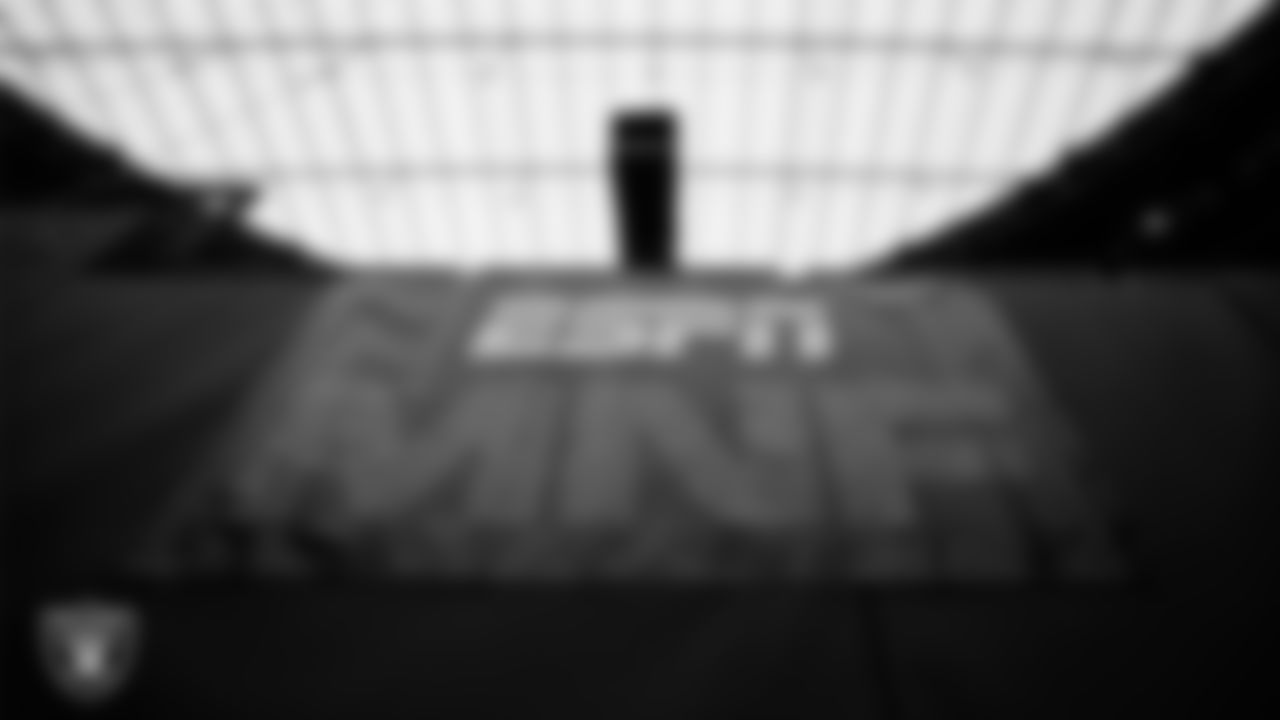 Monday Night Football signage around Allegiant Stadium before the regular season home game against the Dallas Cowboys.