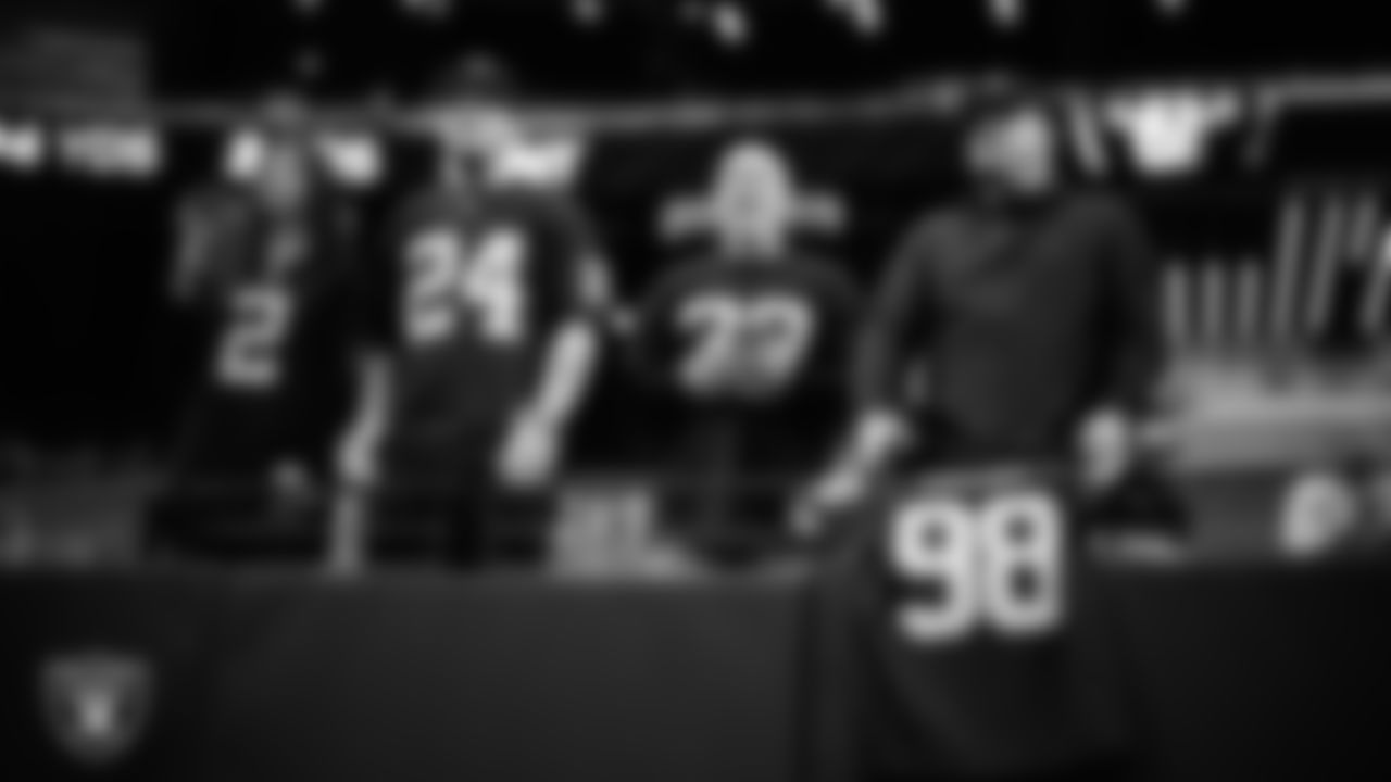 Fans before the Las Vegas Raiders' regular season home game against the Cleveland Browns at Allegiant Stadium.