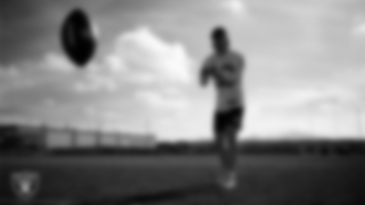 Las Vegas Raiders quarterback Kenny Pickett (15) during practice at Intermountain Health Performance Center.