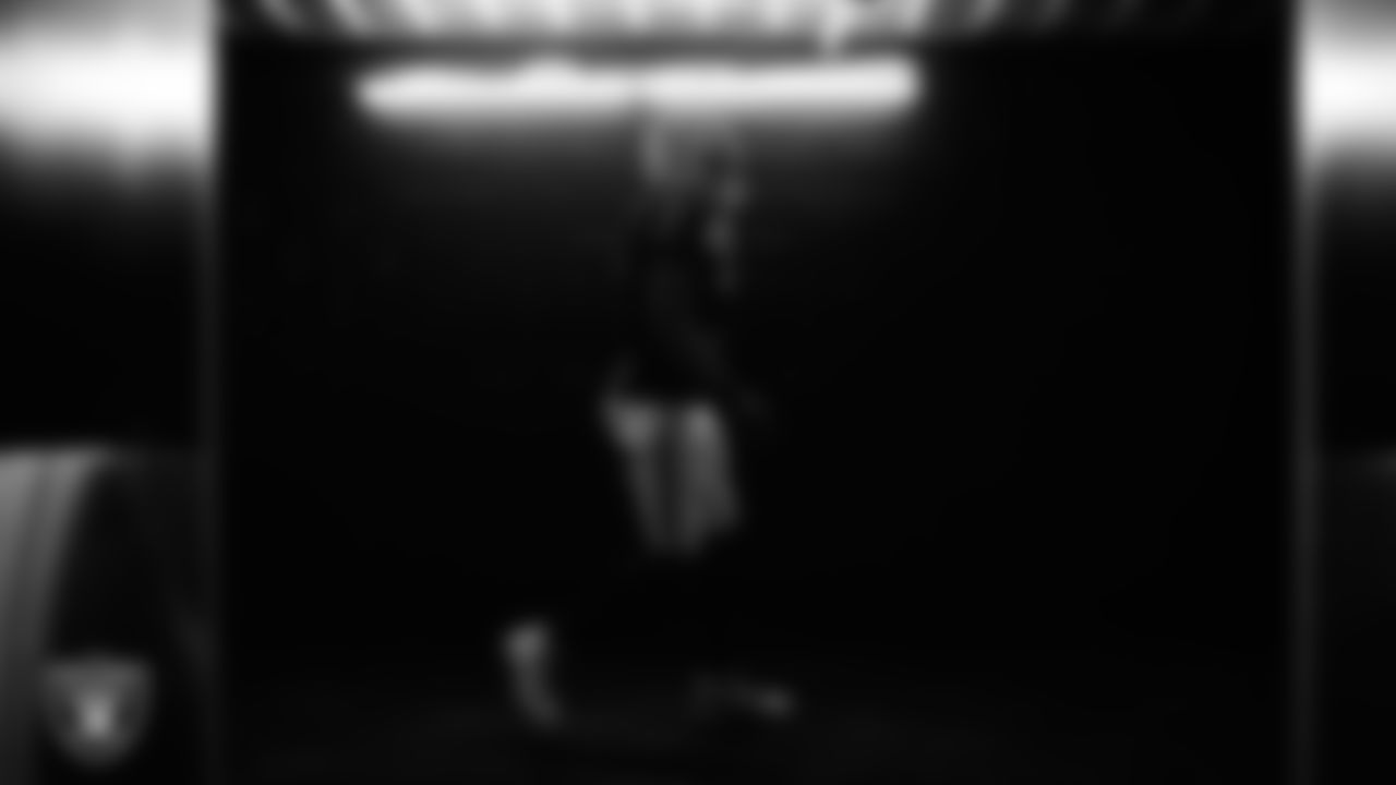 Las Vegas Raiders quarterback Geno Smith (7) walks down the tunnel before the regular season home game against the Cleveland Browns at Allegiant Stadium.