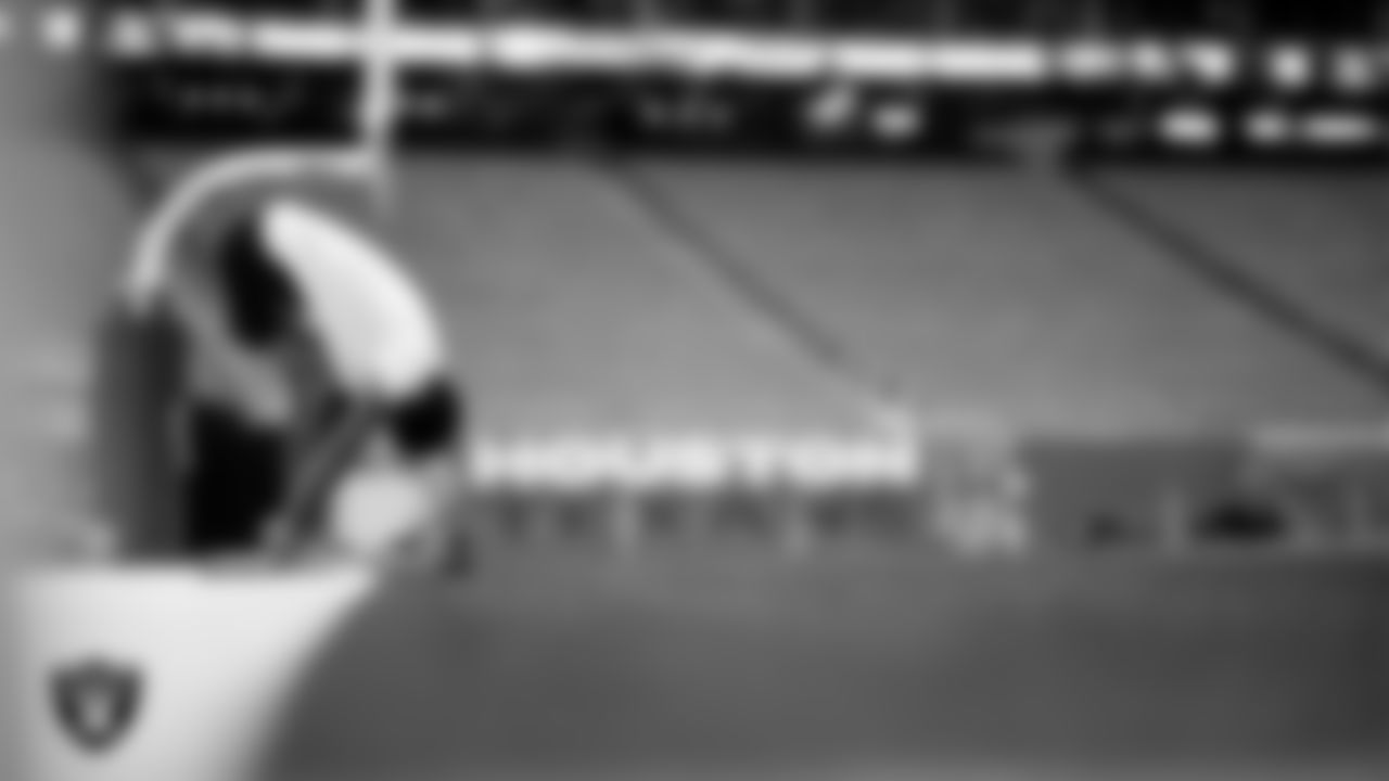 Las Vegas Raiders cornerback Greedy Vance (41) warming up before the regular season away game against the Houston Texans at NRG Stadium.
