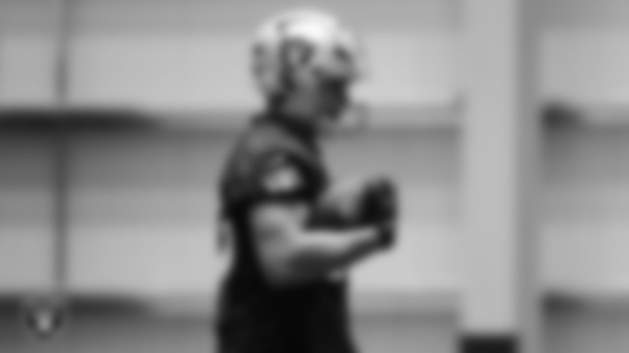 Las Vegas Raiders tight end Michael Mayer (87) during practice at Intermountain Health Performance Center.