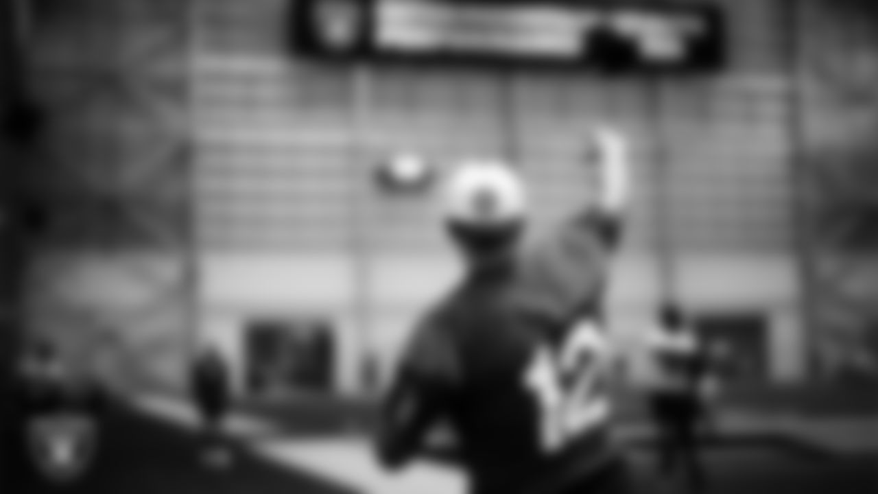 Las Vegas Raiders quarterback Aidan O'Connell (12) at a workout during phase two of the offseason program at Intermountain Health Performance Center.