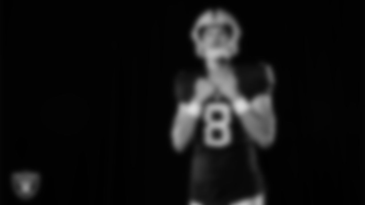 Las Vegas Raiders kicker Daniel Carlson (8) poses for a photo at the 2025 Raiders Media Day.