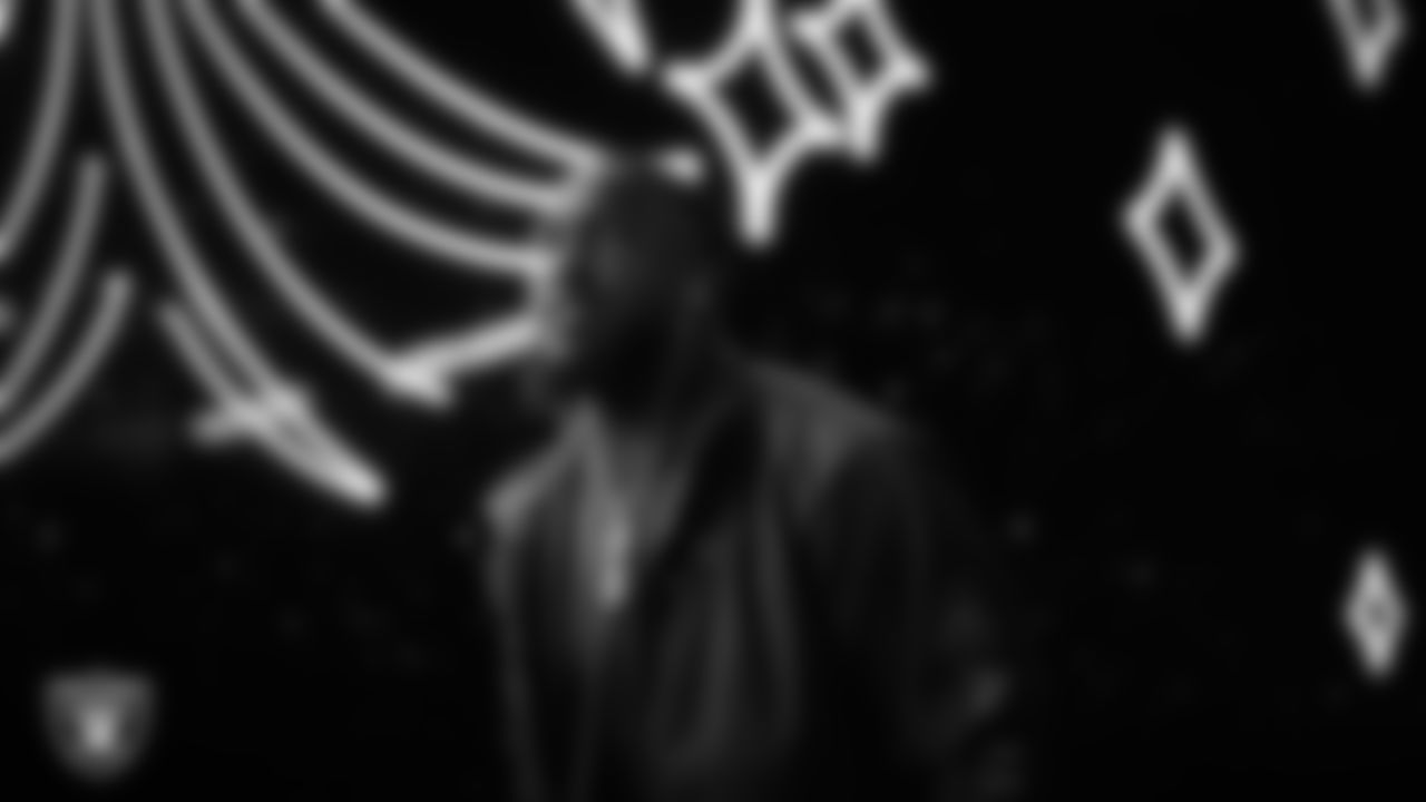 Las Vegas Raiders linebacker Devin White (45) arrives to the regular season home game against the New York Giants at Allegiant Stadium.