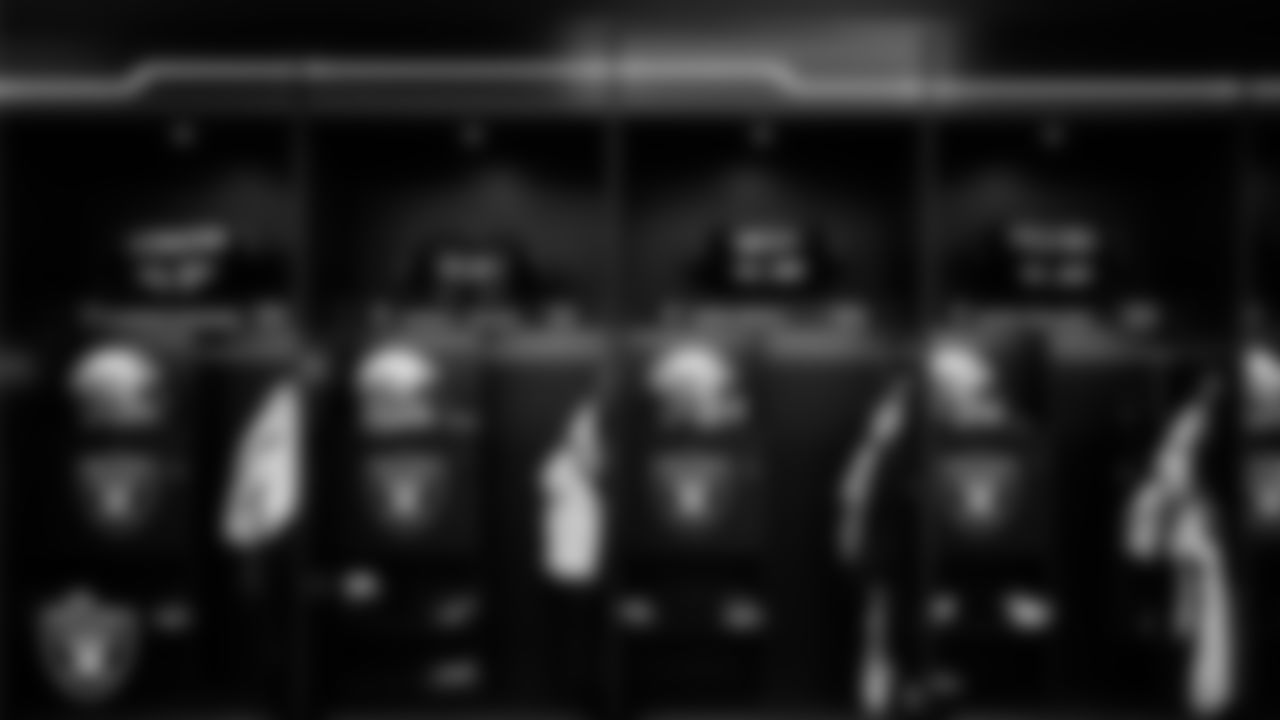 The locker room prior to the Las Vegas Raiders' arrival for their regular season home game against the Tennessee Titans at Allegiant Stadium.