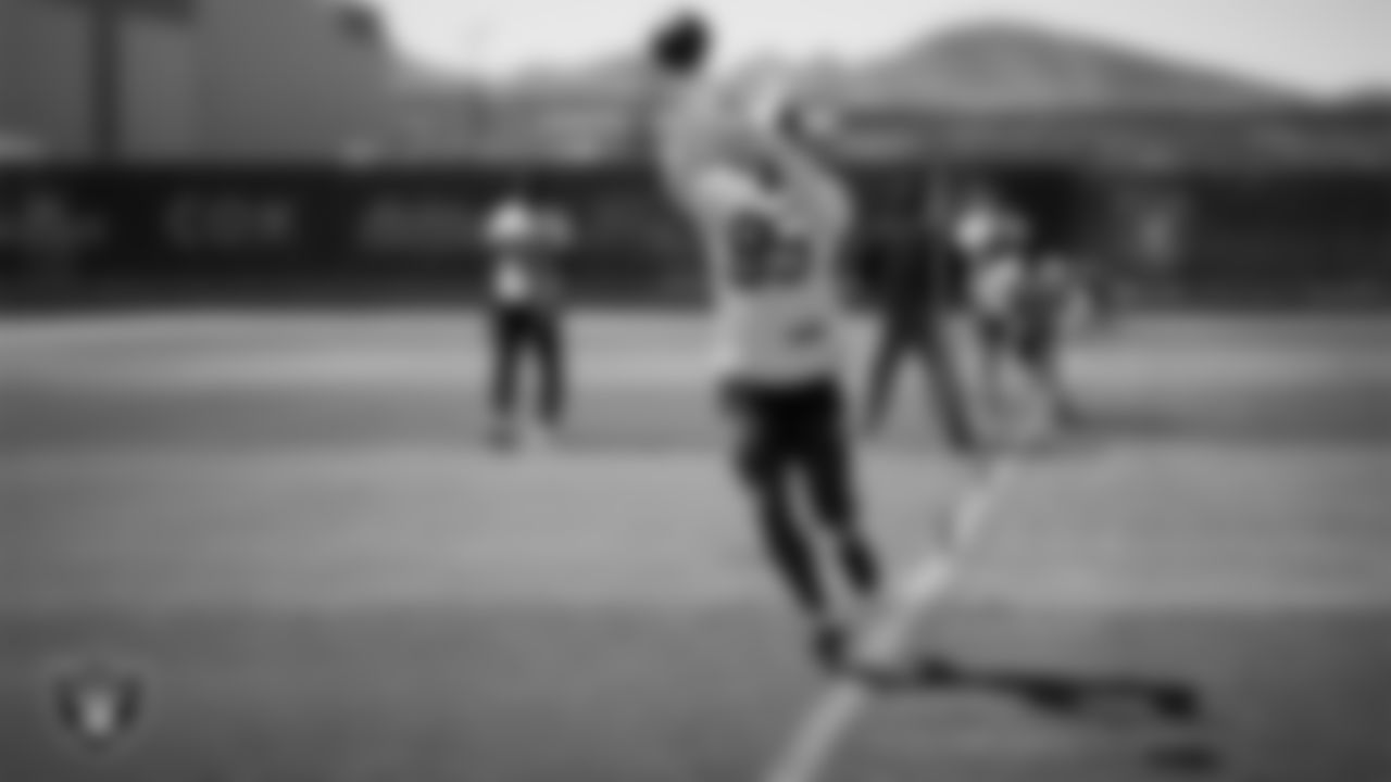 Las Vegas Raiders wide receiver Ketron Jackson Jr. (85) at a workout during phase two of the offseason program at Intermountain Health Performance Center.