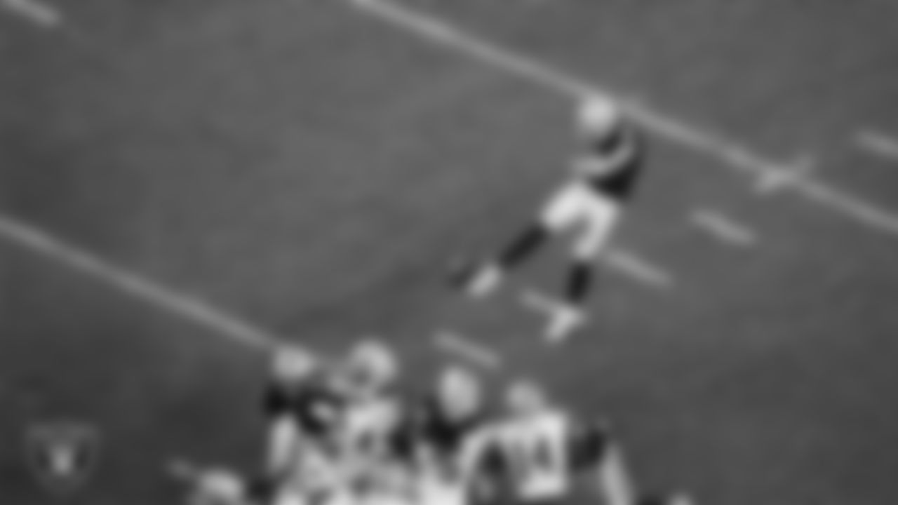 Las Vegas Raiders punter AJ Cole (6) punts during the regular season home game against the Dallas Cowboys at Allegiant Stadium.