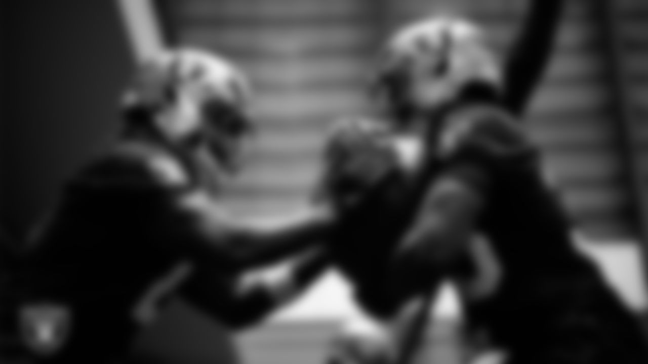 Las Vegas Raiders running back Ashton Jeanty (2) and running back Chris Collier (35) during practice at Intermountain Health Performance Center.