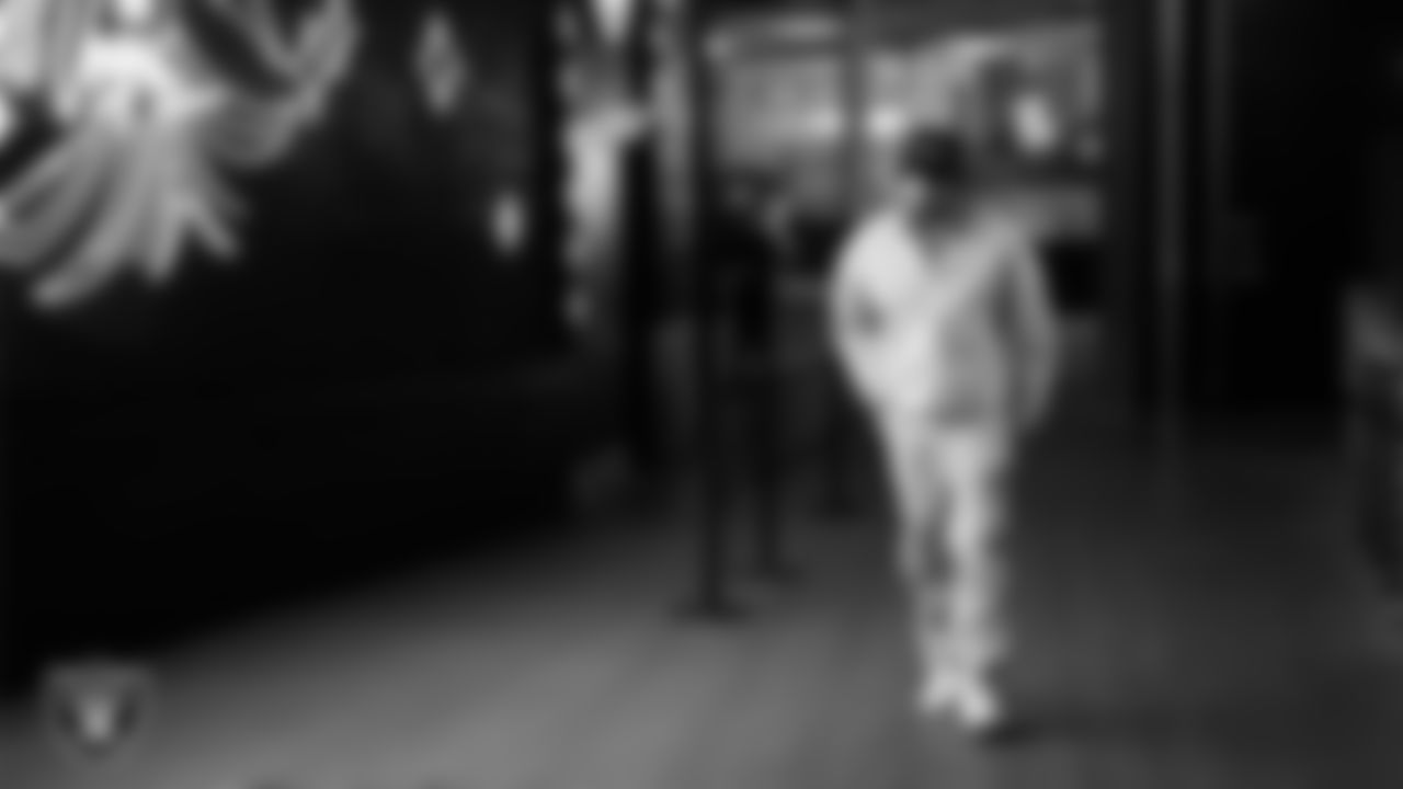 Las Vegas Raiders defensive end Maxx Crosby (98) arrives to the regular season home game against the Denver Broncos at Allegiant Stadium.