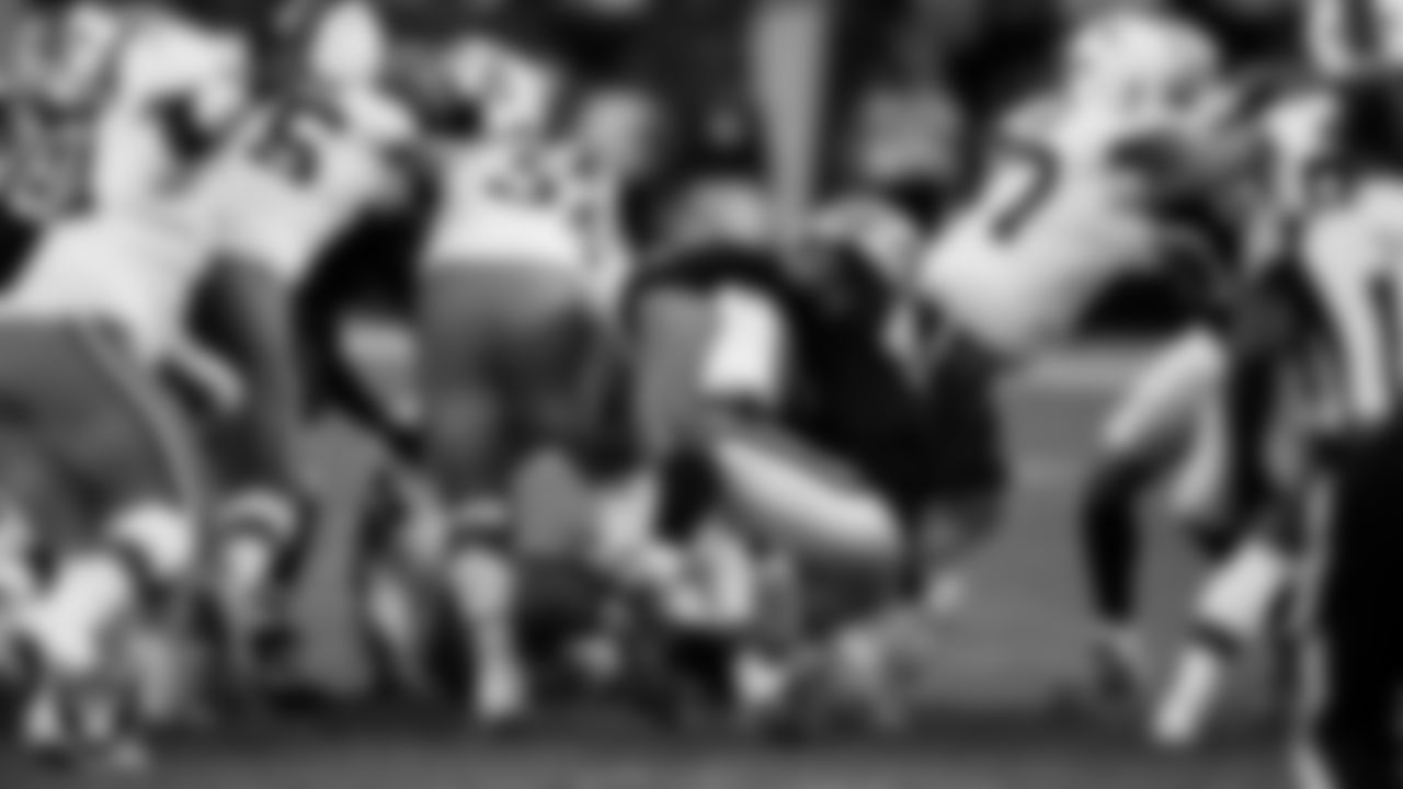 Las Vegas Raiders linebacker Devin White (45) makes a tackle during the regular season home game against the Cleveland Browns at Allegiant Stadium.