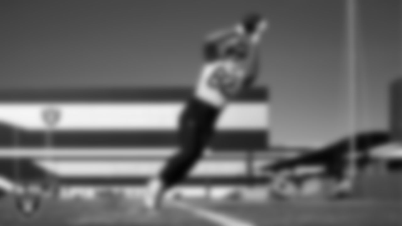 Las Vegas Raiders wide receiver Brenden Rice (82) during practice at Intermountain Health Performance Center.