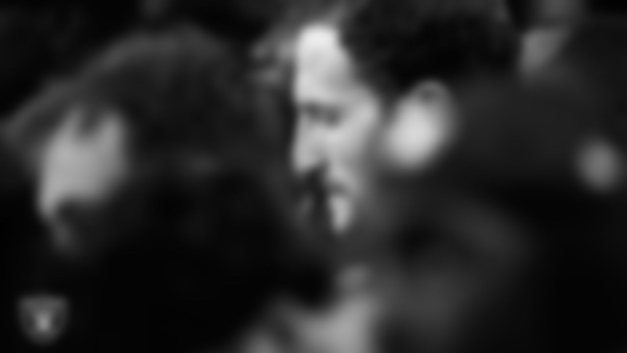 Las Vegas Raiders running back Dylan Laube (23) on the bench during the regular season home game against the Denver Broncos at Allegiant Stadium.