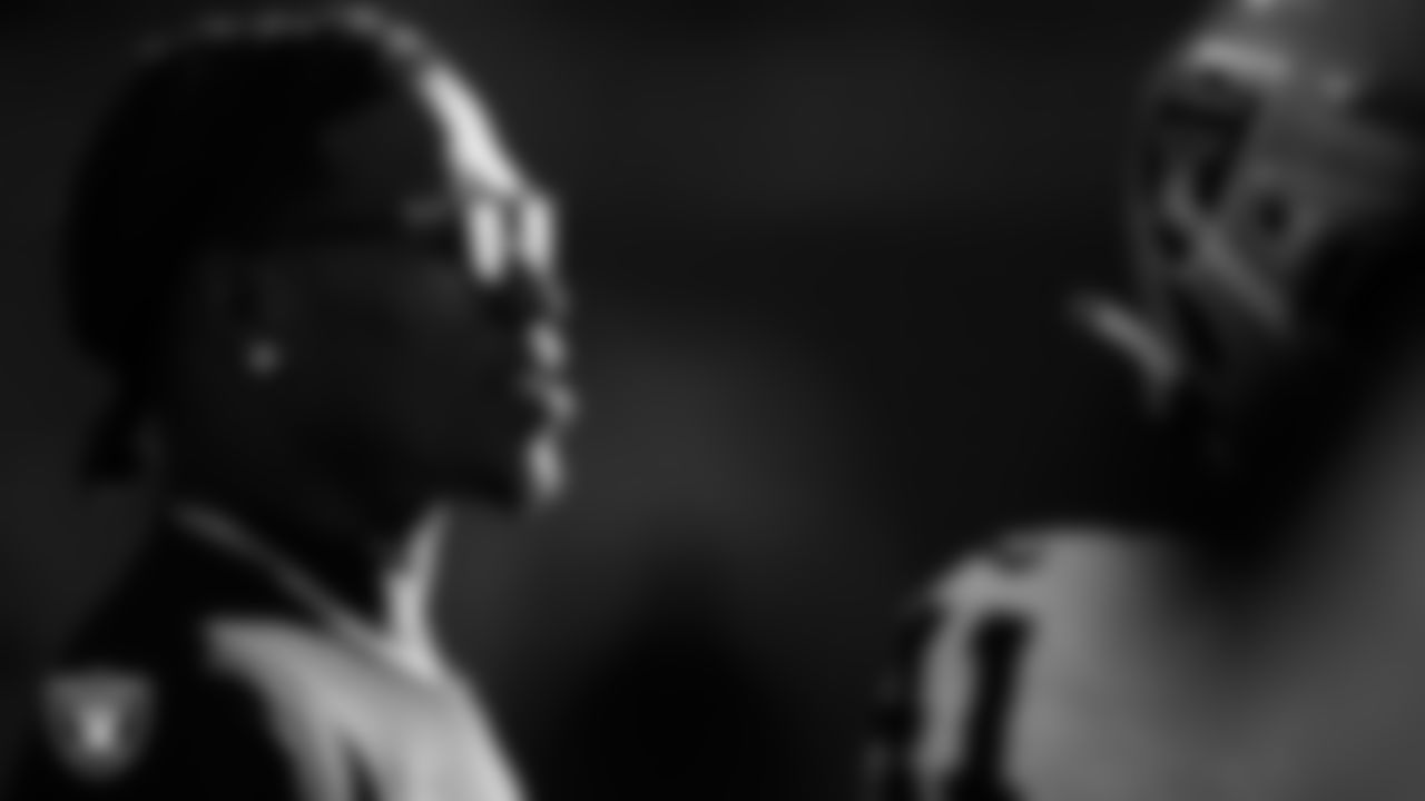 Las Vegas Raiders cornerback Darnay Holmes (30) on the sidelines during the regular season away game against the Houston Texans at NRG Stadium.