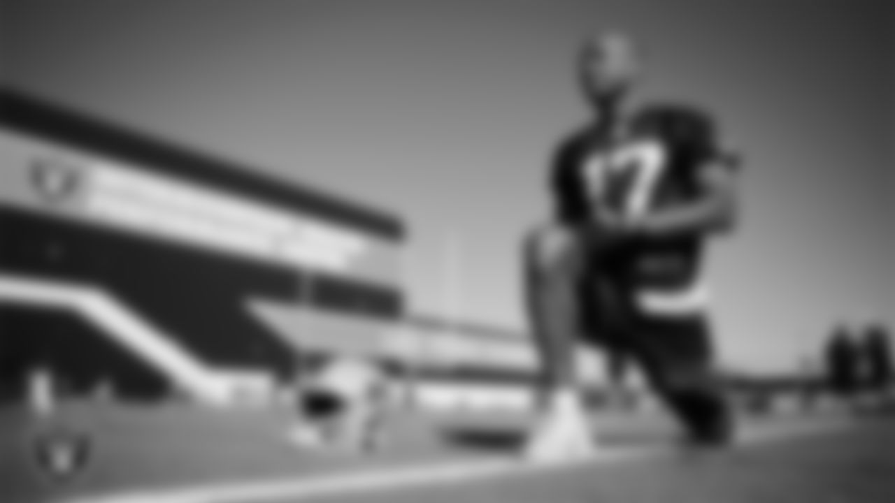 Las Vegas Raiders wide receiver Tyler Lockett (17) during practice at Intermountain Health Performance Center.