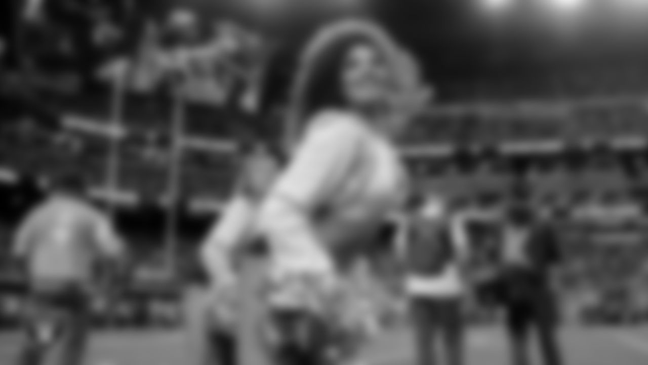 Raiderette Makenna performs on the sidelines during the regular season home game against the Kansas City Chiefs at Allegiant Stadium.