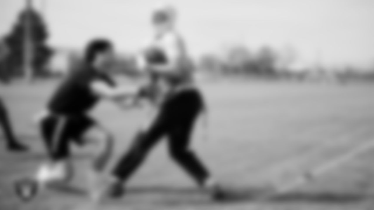 Athletes take part in a round robin flag football tournament during the NRL Gala Day flag football tournament at Silver Bowl Park.