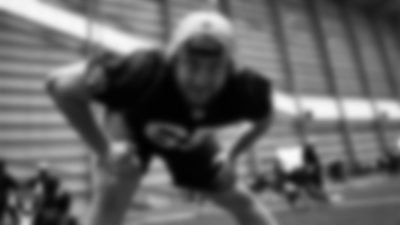 Las Vegas Raiders guard Alex Cappa (65) during practice at Intermountain Health Performance Center.