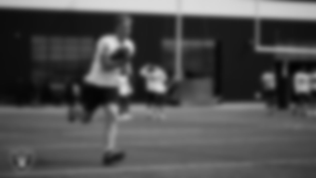 Las Vegas Raiders tight end Harrison Bryant (84) at a workout during phase two of the offseason program at Intermountain Health Performance Center.