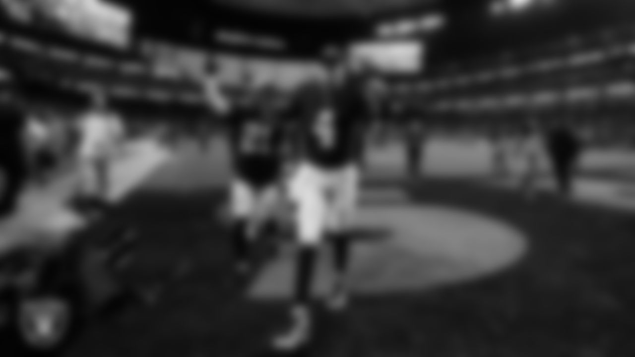 Las Vegas Raiders quarterback Aidan O'Connell (4) exits the field after the regular season home game against the New York Giants at Allegiant Stadium.