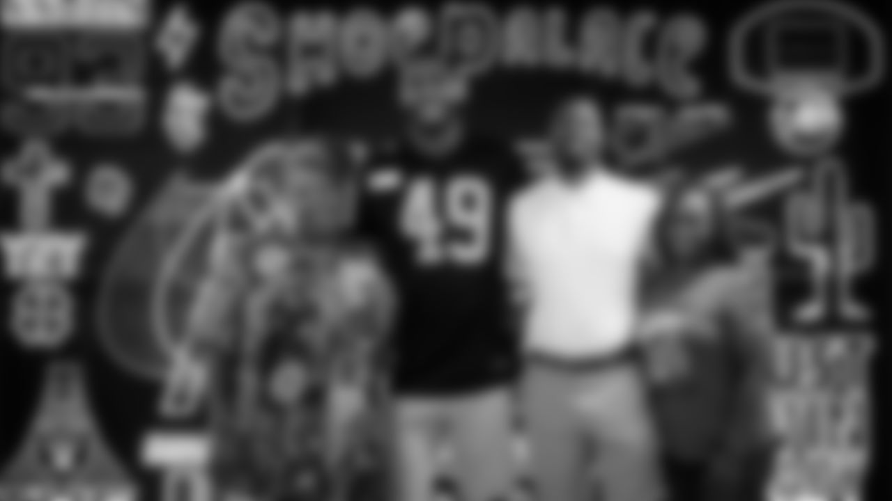 Las Vegas Raiders defensive end Charles Snowden (49) meets with representatives from the NAACP Las Vegas branch to design cleats for My Cause My Cleats at Shoe Palace Corporate Offices.