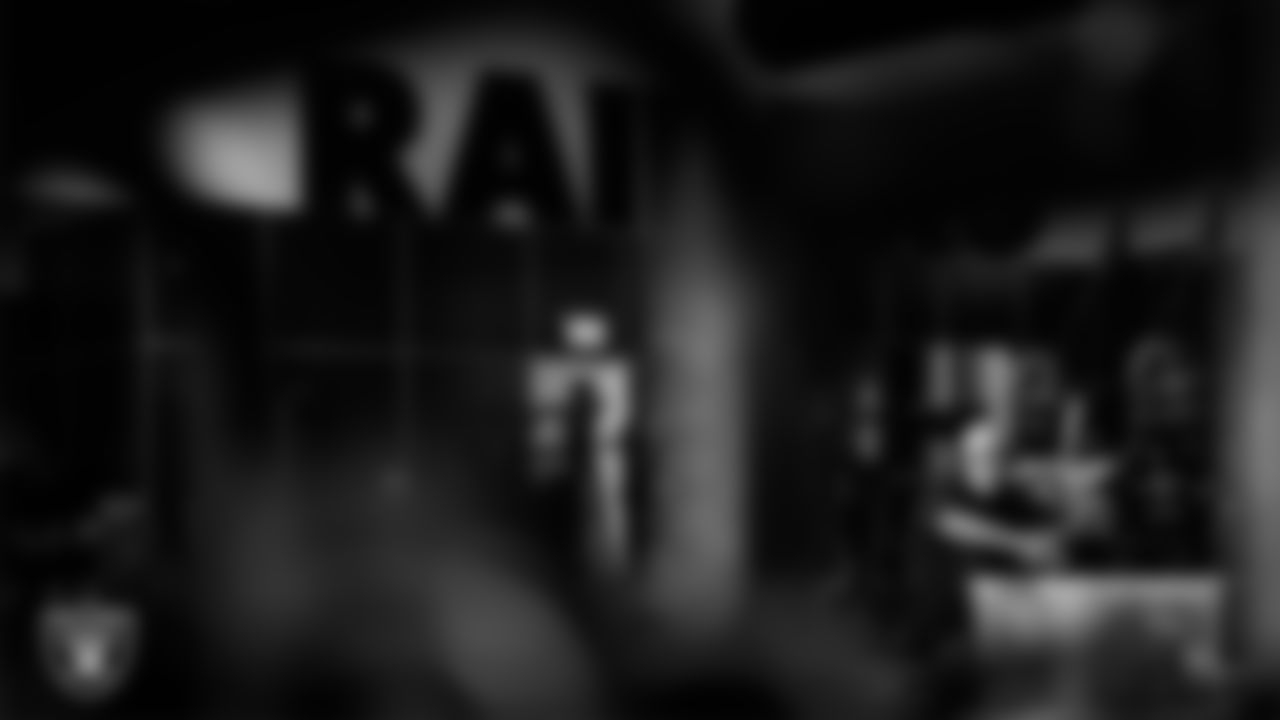 Las Vegas Raiders quarterback Aidan O'Connell (12) in the weight room during practice at Intermountain Health Performance Center.