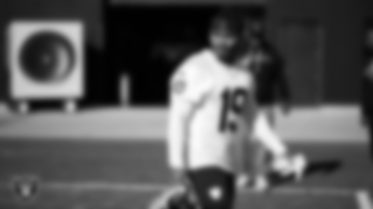 Las Vegas Raiders wide receiver DJ Turner (19) during practice at Intermountain Health Performance Center.