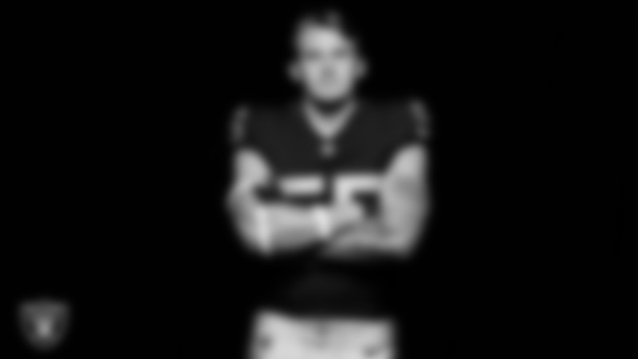 Las Vegas Raiders linebacker Cody Lindenberg (55) poses for a photo at the 2025 Raiders Media Day.