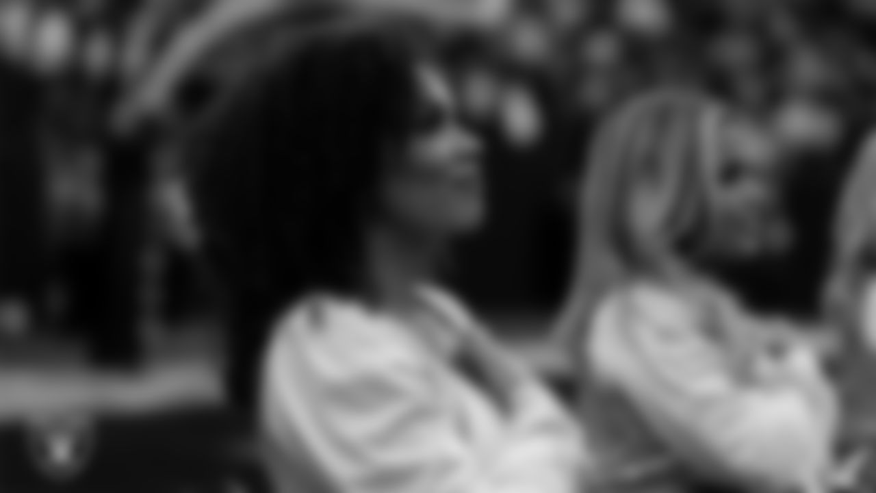 Raiderette Makenna during the national anthem before the regular season home game against the Kansas City Chiefs at Allegiant Stadium.