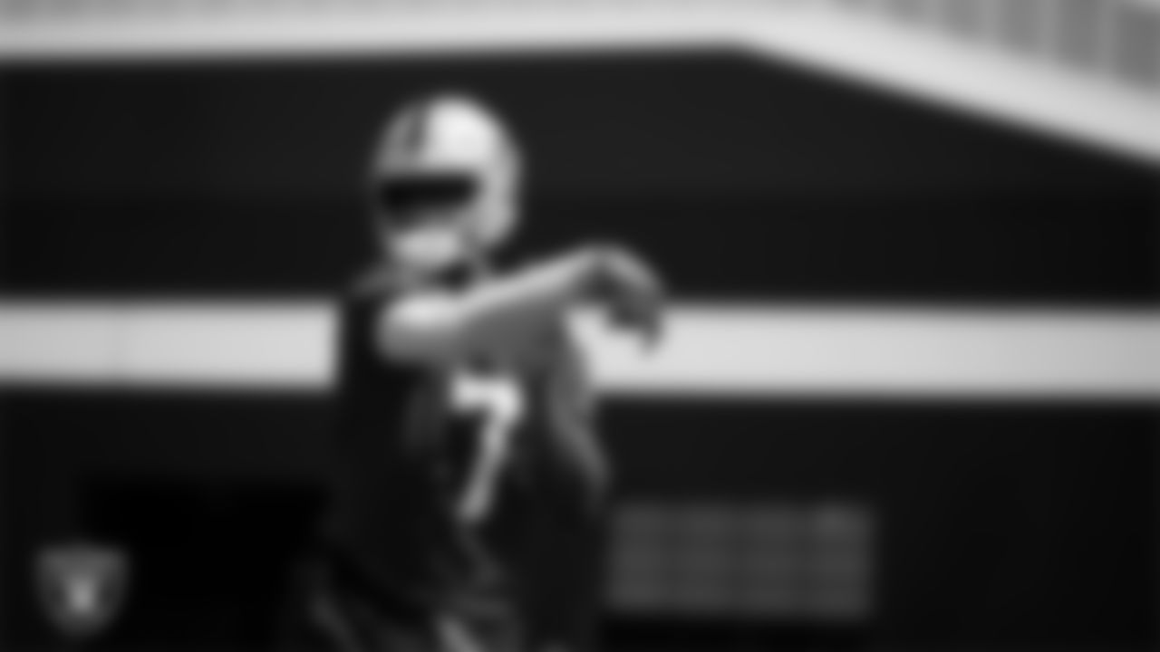 Las Vegas Raiders quarterback Geno Smith (7) at an Organized Team Activity (OTA) at Intermountain Health Performance Center.