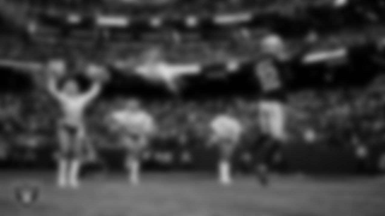 Las Vegas Raiders cornerback Eric Stokes (22) is introduced onto the field before the regular season home game against the Kansas City Chiefs at Allegiant Stadium.