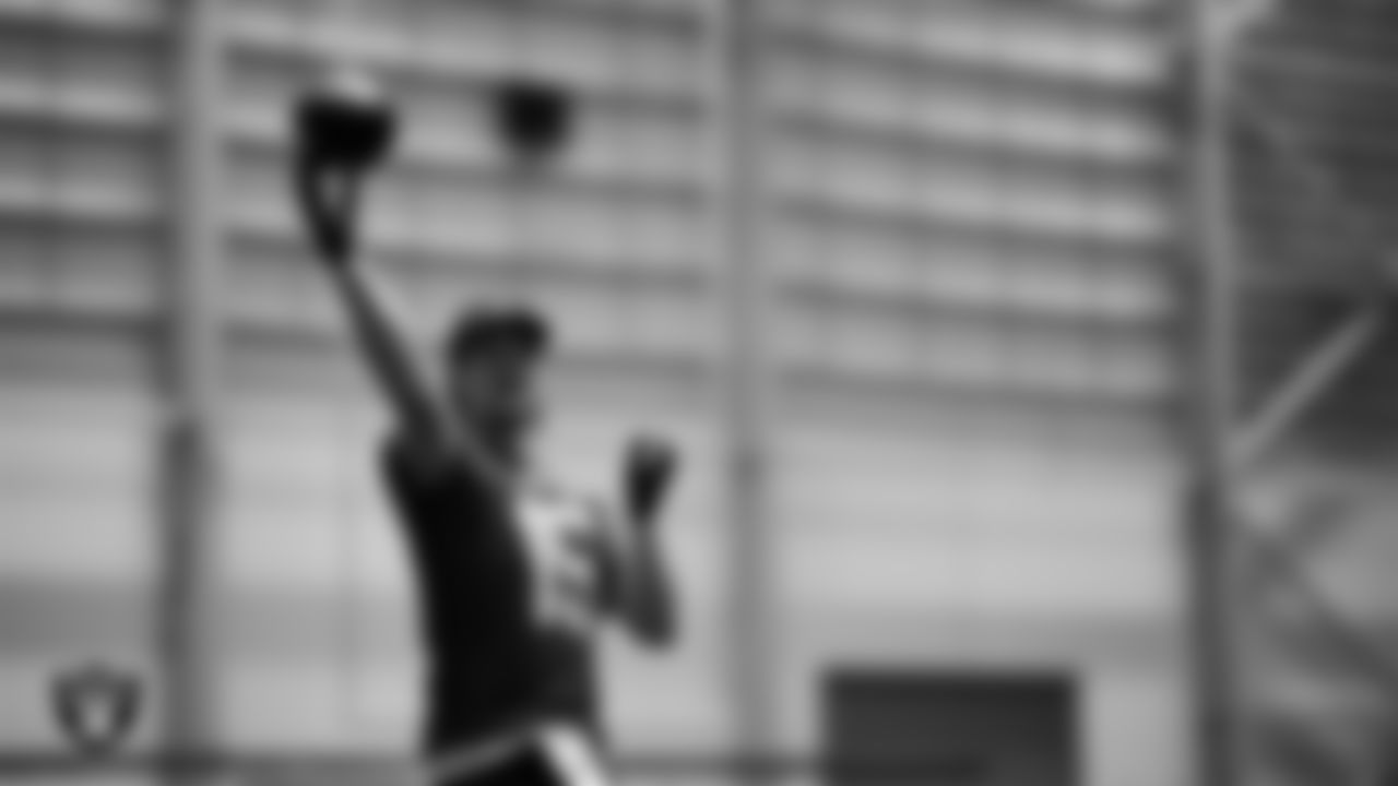 Las Vegas Raiders quarterback Kenny Pickett (15) during practice at Intermountain Health Performance Center.