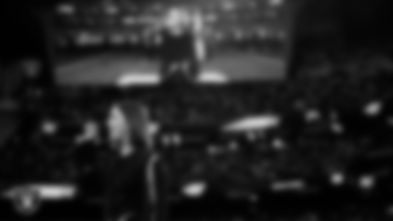 Singer Cassadee Pope performs the national anthem before the Las Vegas Raiders' regular season home game against the Cleveland Browns at Allegiant Stadium.