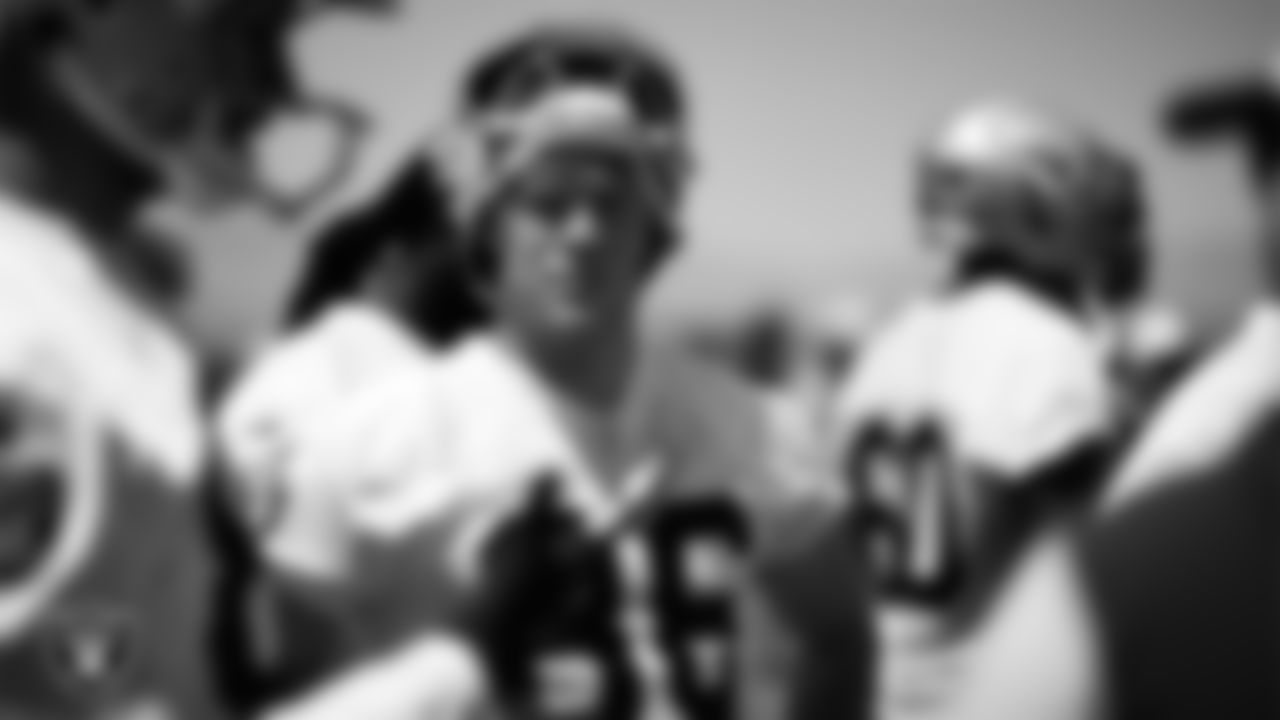 Las Vegas Raiders tight end Pat Conroy (86) at an Organized Team Activity (OTA) at Intermountain Health Performance Center.