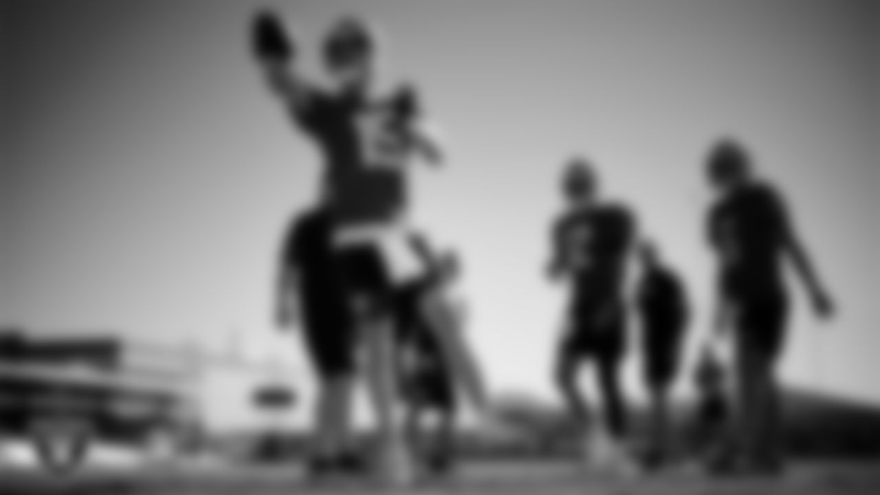 Las Vegas Raiders quarterback Kenny Pickett (15) during practice at Intermountain Health Performance Center.