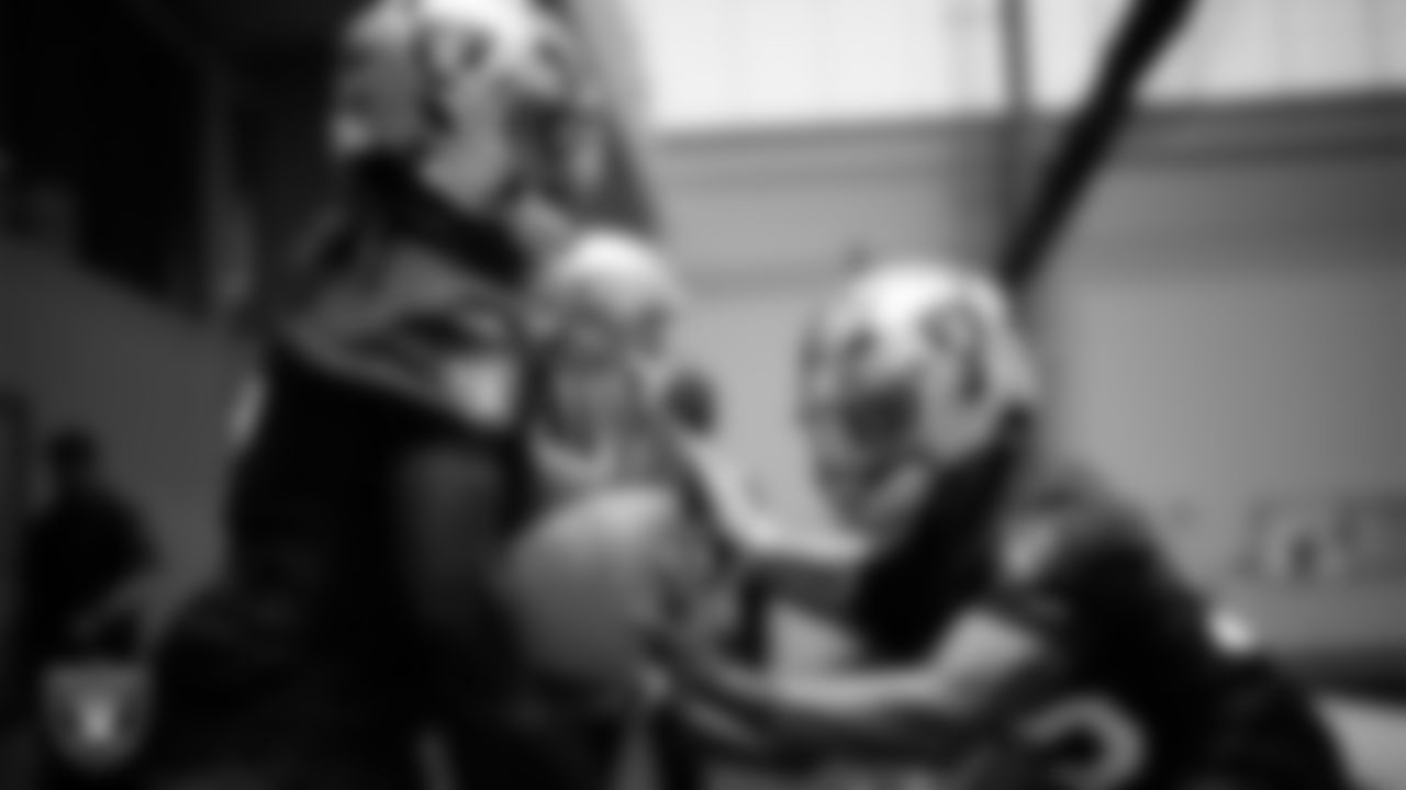 Las Vegas Raiders running back Ashton Jeanty (2) and running back Chris Collier (35) during practice at Intermountain Health Performance Center.