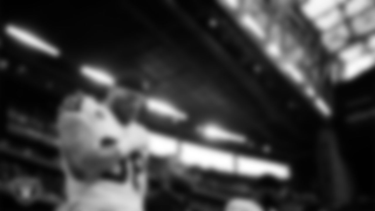 Las Vegas Raiders defensive end Maxx Crosby (98) during the national anthem before the regular season away game against the Houston Texans at NRG Stadium.