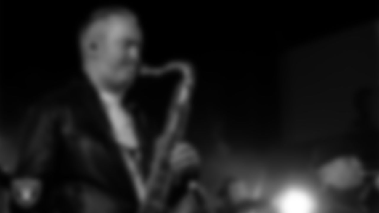 The Raiders House Band performs before the regular season home game against the Dallas Cowboys at Allegiant Stadium.