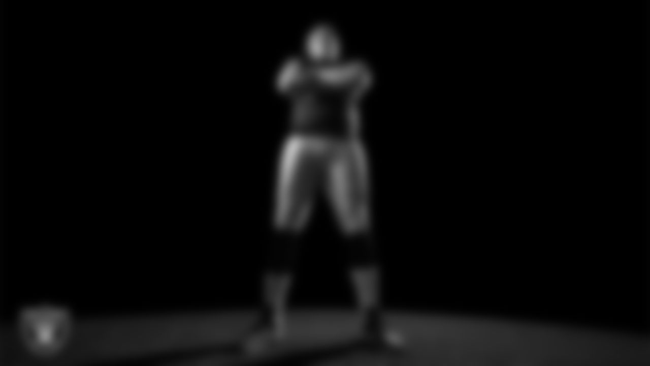 Las Vegas Raiders guard Alex Cappa (65) poses for a photo at the 2025 Raiders Media Day.