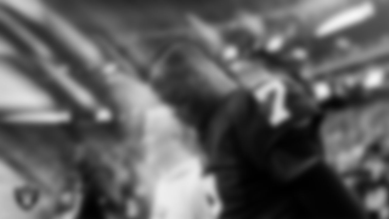 Las Vegas Raiders quarterback Geno Smith (7) during the national anthem before the regular season home game against the Cleveland Browns at Allegiant Stadium.