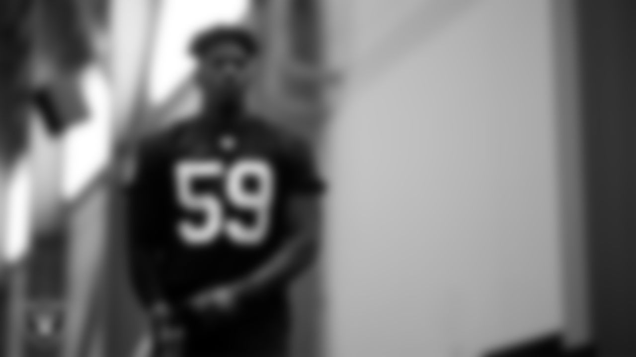 Las Vegas Raiders defensive end Jah Joyner (59) at a workout during phase two of the offseason program at Intermountain Health Performance Center.