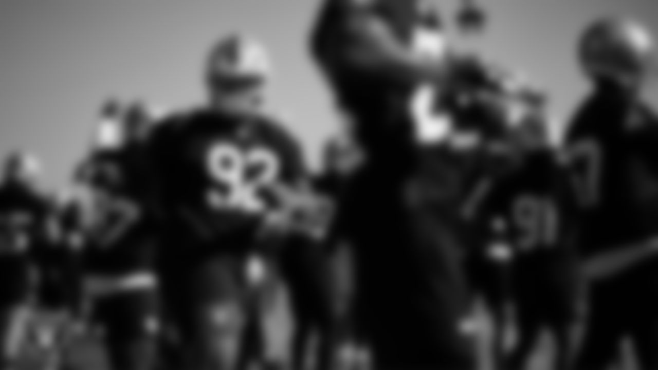 Las Vegas Raiders defensive tackle JJ Pegues (92) during practice at Intermountain Health Performance Center.