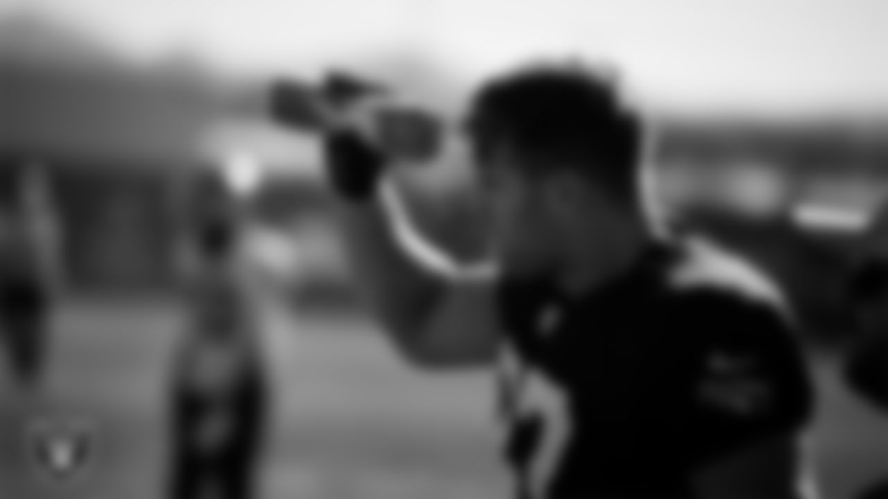 Las Vegas Raiders tight end Michael Mayer (87) during practice at Intermountain Health Performance Center.