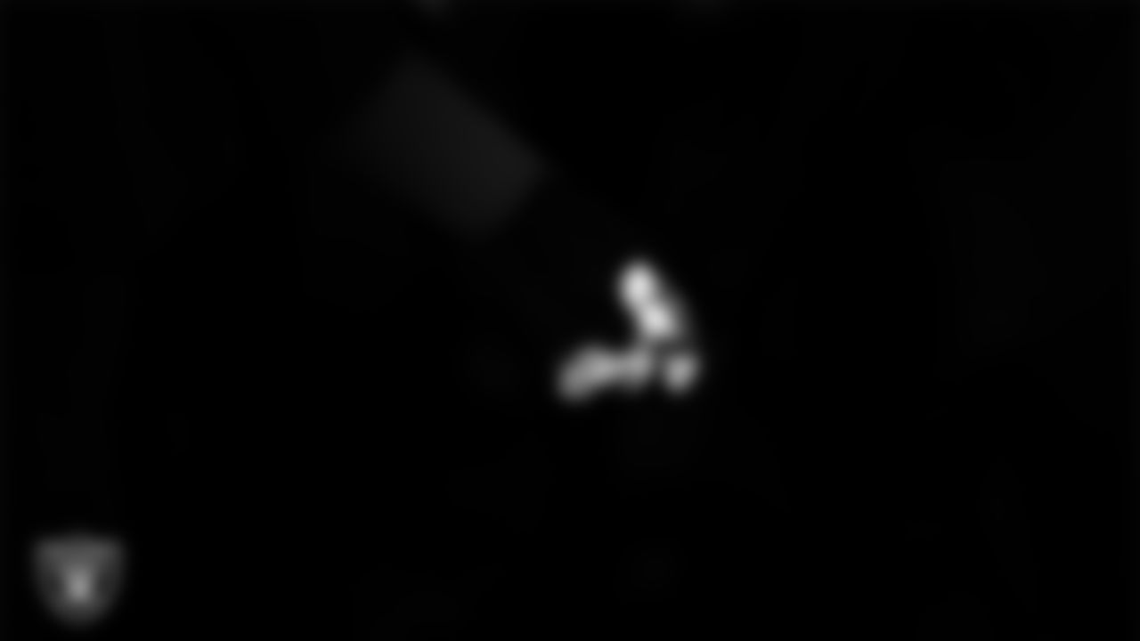 A Las Vegas Raider during practice at Intermountain Health Performance Center.