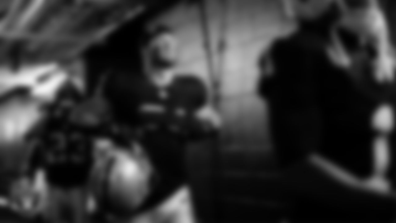 Las Vegas Raiders wide receiver Alex Bachman (81) walks down the tunnel before the regular season home game against the Cleveland Browns at Allegiant Stadium.